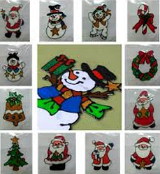 Силіконова наліпка на вікна новорічна (малюнки мікс) 15*20см; R-17  1/12/1200