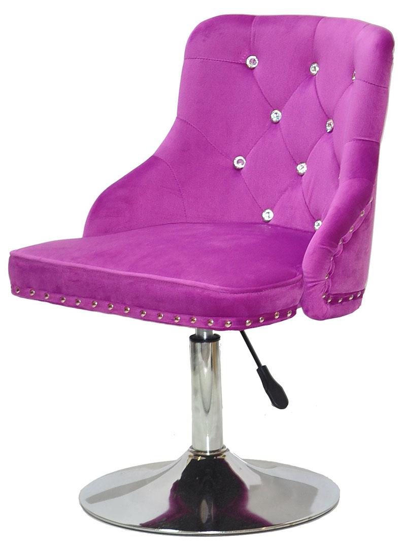 Стілець Olimp SV CH-Base бузковий 1022 велюр з каретною стяжкою зі стразами Swarovski, хромована опора, фото 1
