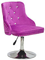 Стілець Olimp SV CH-Base бузковий 1022 велюр з каретною стяжкою зі стразами Swarovski, хромована опора, фото 3