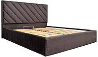 Сіре стильне м'яке ліжко подіум з підйомним механізмом на ламелях та коробом Чикаго / Bed Chicago Richman 160х190