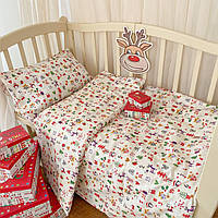 Комплект постільної білизни BetiS "Новий рік" в ліжечко Беж Ранфорс 27689781