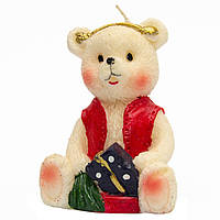 Декоративна новорічна свічка Ведмідь, 10 см, білий, віск (791118-1)