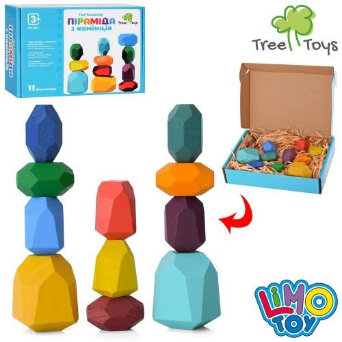 Дерев'яна гра-балансир Піраміда з камінчиків Tree Toys MD 2915 11 камінчиків