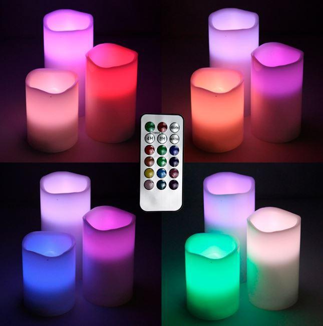 Світлодіодні свічки Led Candles 3 в 1 на 12 кольорів + пульт дистанційного керування з пультом і таймером. Лампочка свічка, фото 1