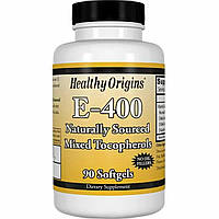 Витамин Е, Смесь Токоферолов, Vitamin E 400 МЕ, Healthy Origins, 90 капсул