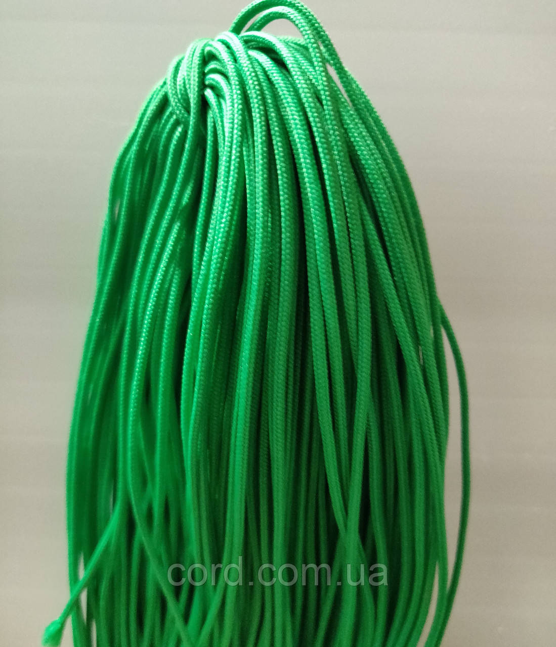Шнур тонкий круглий поліестер 1 мм зелений (трава) моток 100 м, фото 1