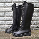 Шкіряні чоботи зі шнурівкою на низькому ходу, фото 2