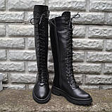 Шкіряні чоботи зі шнурівкою на низькому ходу, фото 4