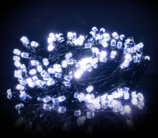 Гірлянда новорічна 200LED 10м чорний дріт Білий Кристал | Бахрома світлодіодна нитка, фото 1