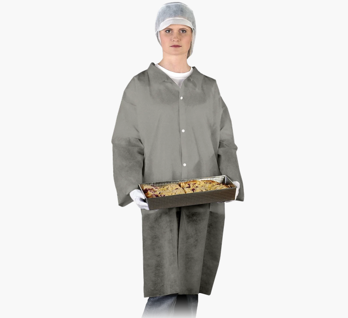Защитный халат из полиэтилена на кнопках Reis (FLAB) серый XXL - фото 1 - id-p1520443024