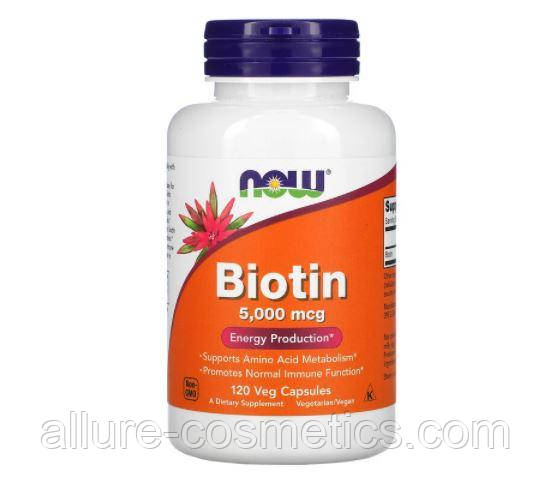 Біотин Now Foods Biotin 5000 мкг 120 вегетаріанських капсул