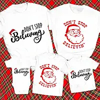 Футболки новорічні Фемілі Лук Family Look для всієї родини "Don't stop Believing" Push IT