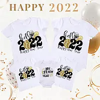 Футболки новорічні Фемілі Лук Family Look для всієї родини "Hello 2022 Happy New Year" Push IT
