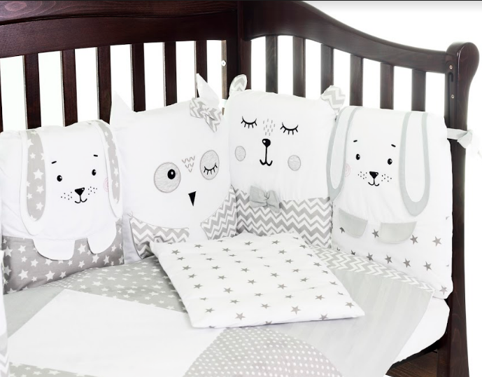 Дитяча постіль в ліжечко Верес Smiling animals white-gray 100х130 6 предметів