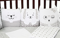 Дитяча постіль в ліжечко Верес Smiling animals white-gray 100х130 6 предметів, фото 2