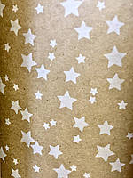 Крафт папір у рулоні біла зірка, 70 см, 80 г/м2