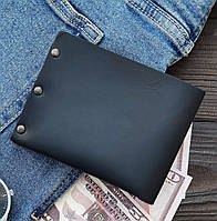 Черный кожаный мужской кошелек на заклепках, кожаное мужское портмоне ручной работы в винтажном стиле