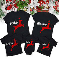 Футболки новорічні Фемілі Лук Family Look для всієї родини "Олені: Daddy, Mommy, Baby, Brother, Sister" Push IT
