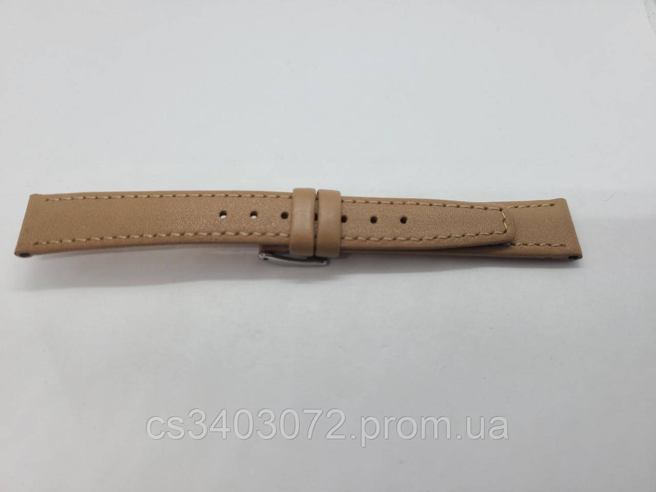 Темно-коричневий шкіряний гладкий ремінець для наручних годин 16 мм