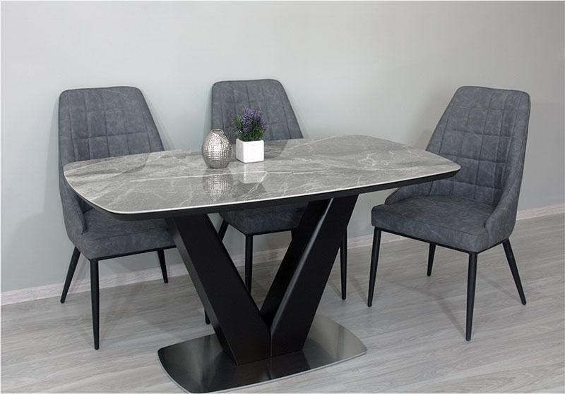 Стіл California T7242 глянсовий кераміка сірий камінь Grey Gloss Ceramic C20, 1400х800х760 мм