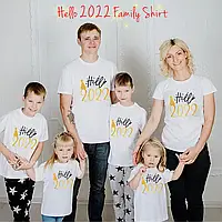 Футболки новогодние Фэмили Лук Family Look для всей семьи "Hello 2022. Большая семья" Push IT