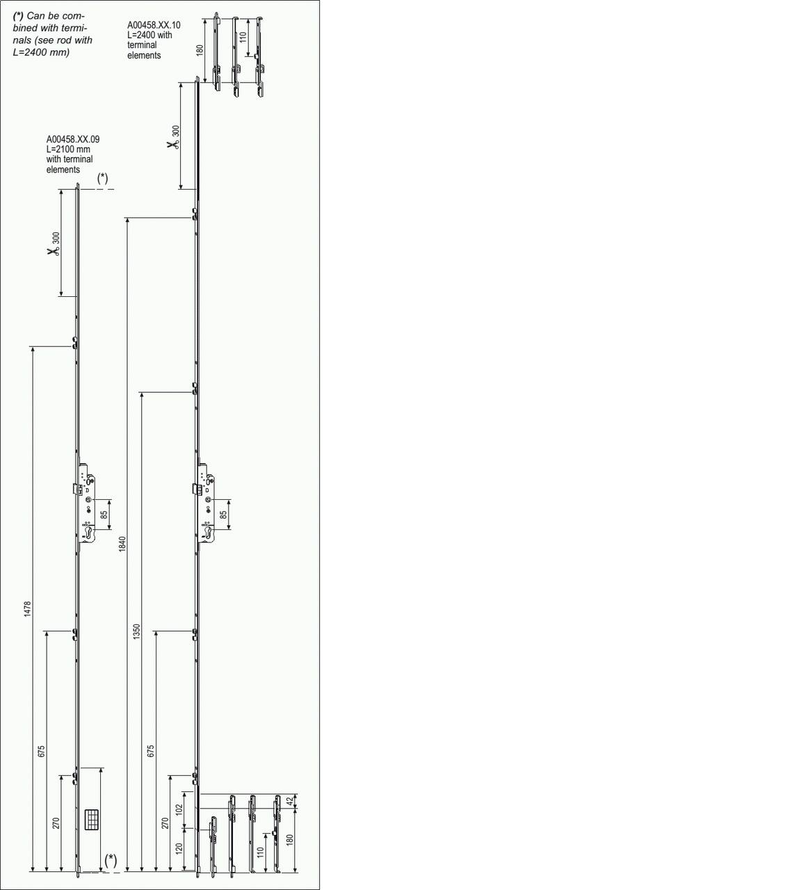 Замок реечный AGB Unitop 16/85/25 (1980-2400) D25 защелка - фото 1 - id-p238696314