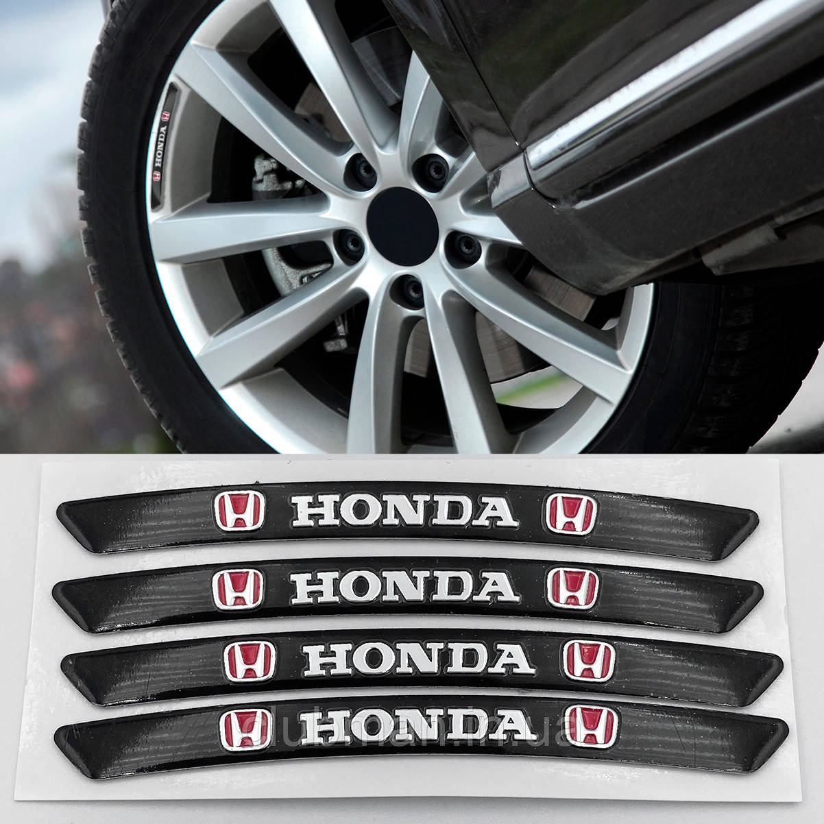 Наклейки на диски (на колеса) HONDA (Хонда) Чорні