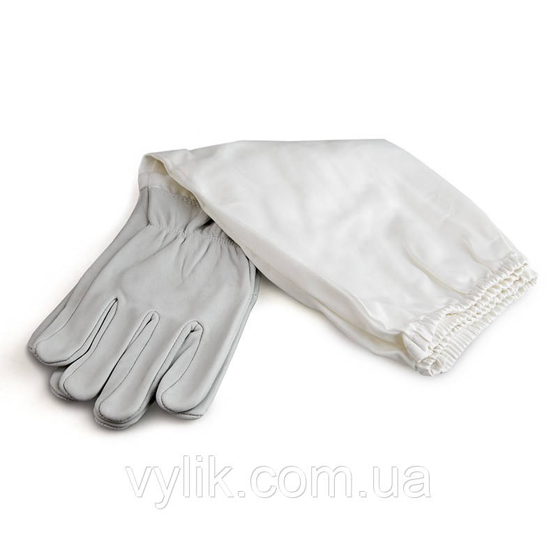 Рукавички пастушка сірі (шкіра + льон), фото 1