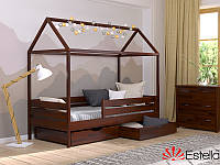 Детская кровать Estella Амми 80х190 см с домиком деревянная цвет-108 каштан