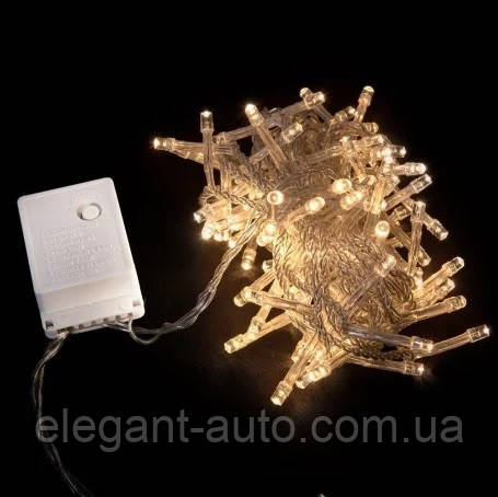 Гірлянда Нитка 20 м, 400LED, прозорий провід, теплий білий