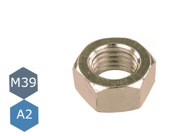 Гайка M39 нержавіюча DIN 934 в сталі А2-70 ГОСТ 5915-70 ГОСТ 5927-70