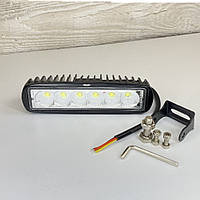 Фара-LED Прямокутник 18W 140*40*45mm (3W*6) 10-30V flood/Страбоскоп провід (07-18W Flood) (1шт)