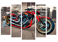 5-ти модульная картина Мотоцикл 120х80 см