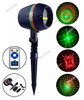 Новорічний вуличний лазерний проєктор бочка + пульт Точки 801 червоно-зелений