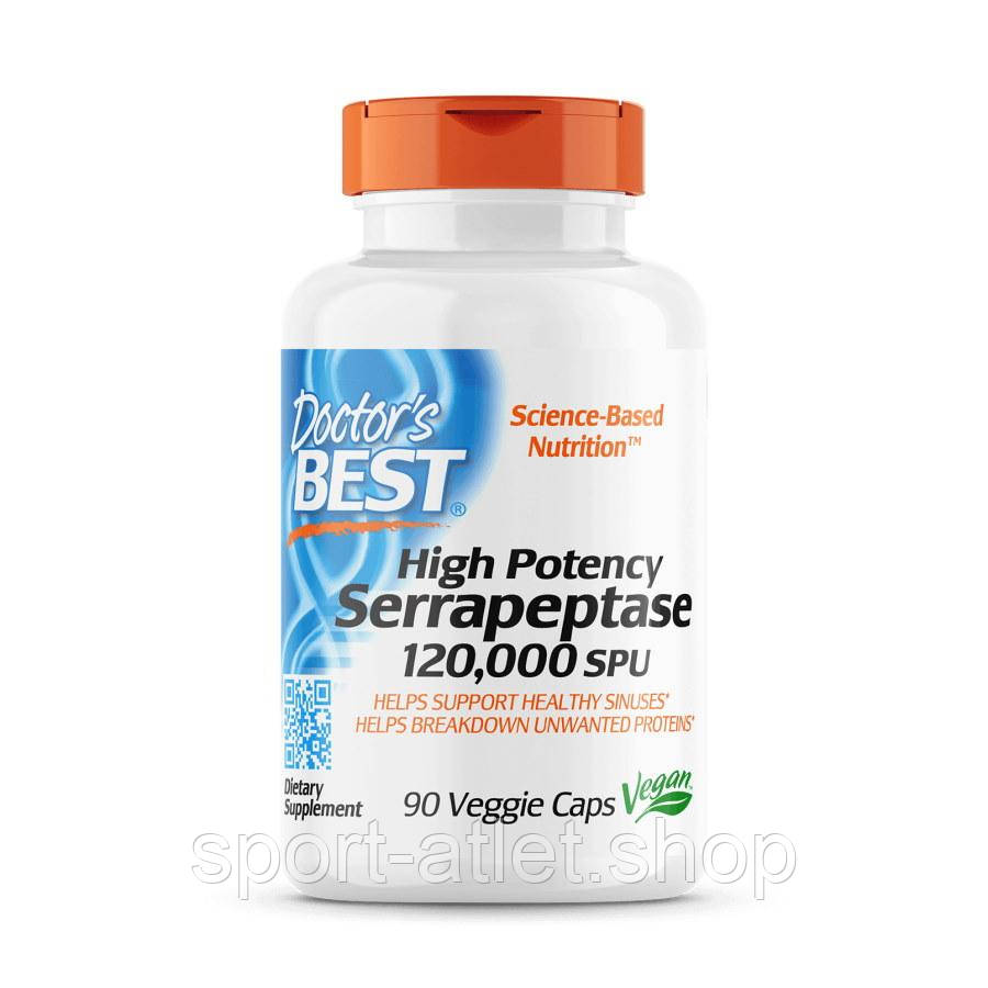 Натуральна добавка Doctor's Best Serrapeptase 120000 SPU High Potency, 90 капсул
