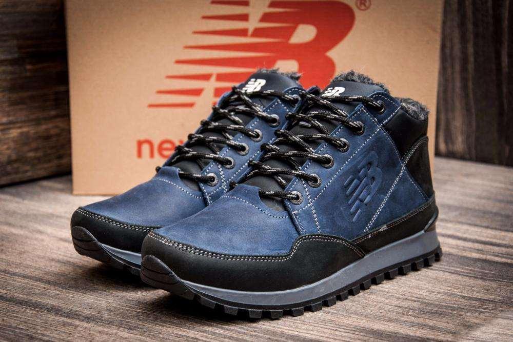 Кожаные мужские зимние ботинки New Balance Clasic model-N100 , синие