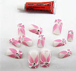 Нігті накладні в пакеті, 12 шт з малюнком квітка, фото 2