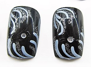 Нігті накладні в пакеті, 12 шт з малюнком абстракція, фото 1