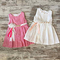 Дитяче ошатне плаття драпіроване ЦВІТОК для дівчинки 2-5 років, колір тільки білий