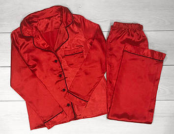 Червоний молодіжний комплект  ТМ Exclusive: штани та сорочка з атласу