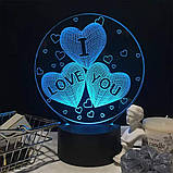 Подарунок дівчині на Мікола, 3D Світильник I Love You, Подарунки для дівчаток, фото 2