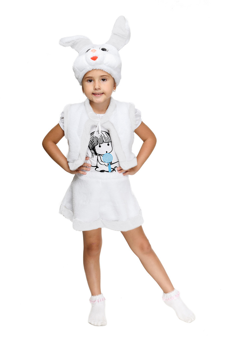 Карнавальний костюм ЗАЙЧИК зайка для дівчаток 3-7 років, 104-122см, дитячий новорічний костюм зайчика маскарадний