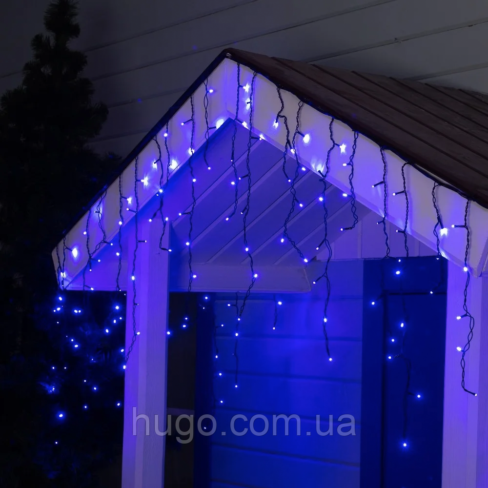 Вулична гірлянда Штора 5 м LED 120 "Бурульки бахрома" Синя / Новорічна світлодіодна гірлянда на вікно