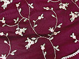 Винний. Сетка не стрейч вишивка, фістони с 1 сторони, фото 4
