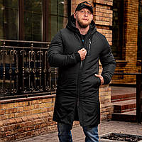 Зимняя парка мужская удлиненная, стильная куртка, пуховик мужской стильный черный