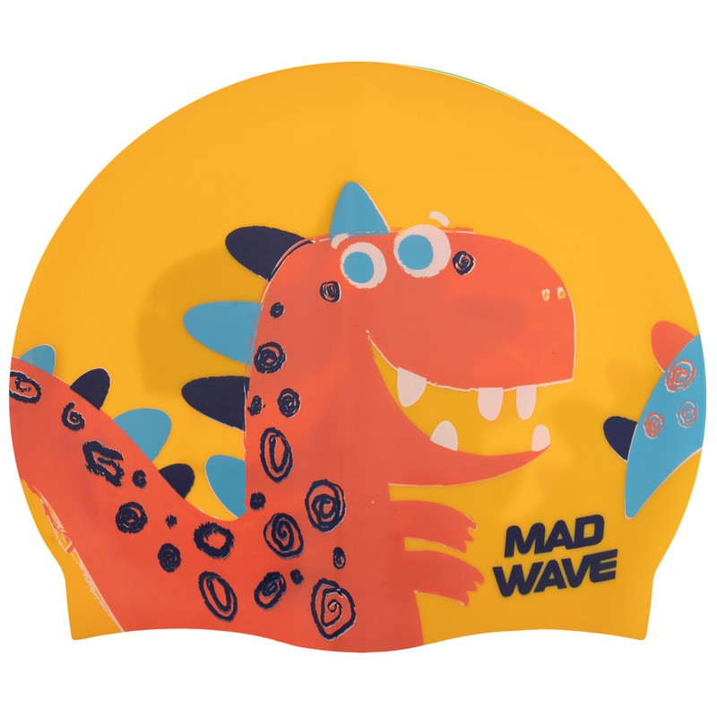 Дитяча шапочка для плавання силіконова MadWave Junior DINO M057916 жовтий