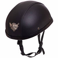 Шлем-каска ретро кожа PU без ушек черная размер XL