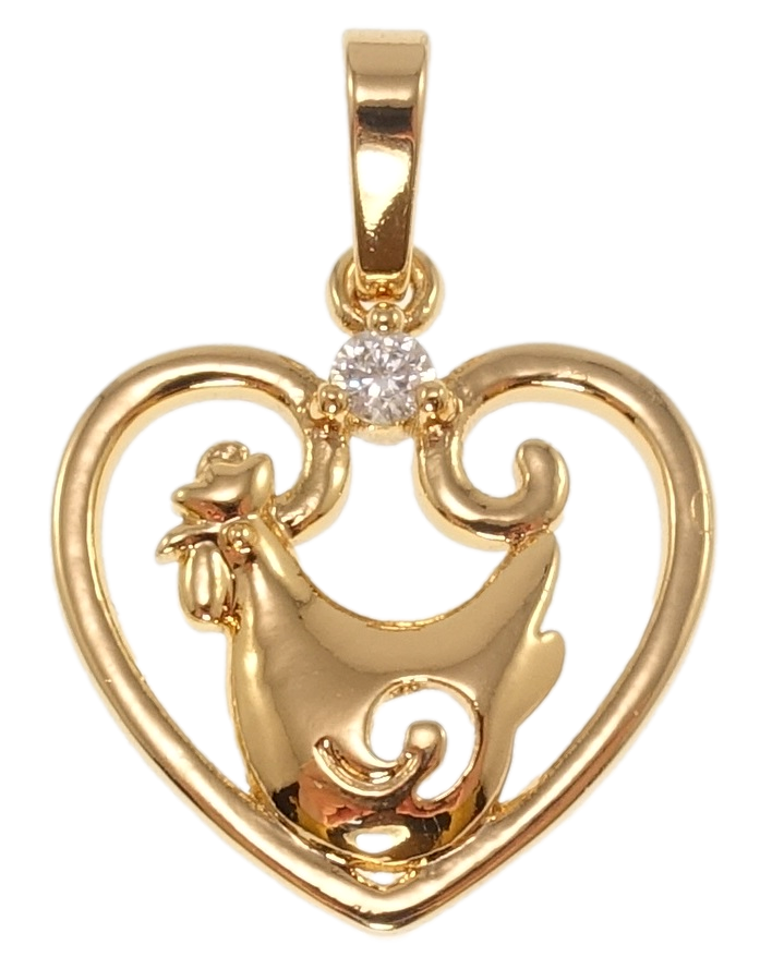 Кулон Xuping Позолота 18K "Серце Знак Східного Зодіаку Півень" для ланцюжка до 6мм