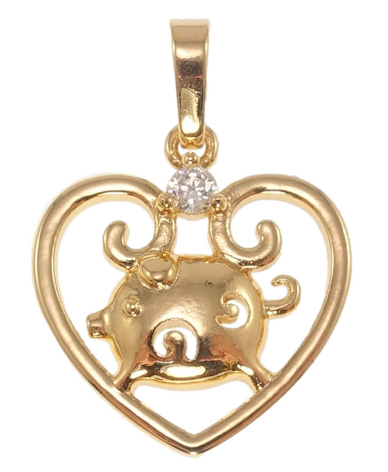 Кулон Xuping Позолота 18K "Серце Знак Східного Зодіаку Свиня" для ланцюжка до 6мм