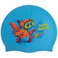 Детская шапочка для плавания силиконовая MadWave Junior MAD BOT M057915 голубой